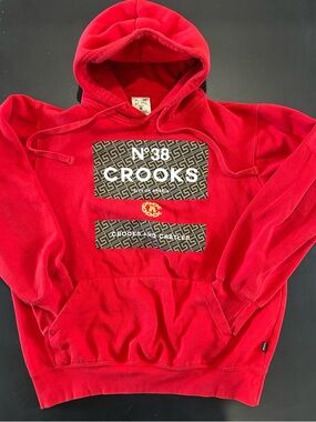Crooks & Castles Red Hoodie with Black and Gold Logo